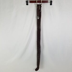 Michael Kors Womens Braided Leather Belt MK‎ Logo Buckle Silver Size S Brown